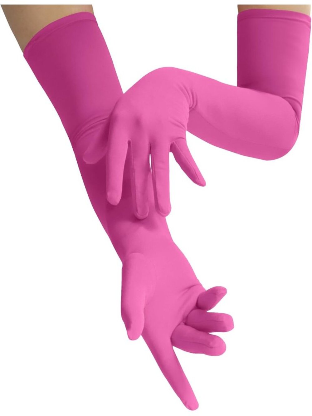 Women's Hot Pink Halloween Costume Accessories Spandex Stretch Opera Gloves